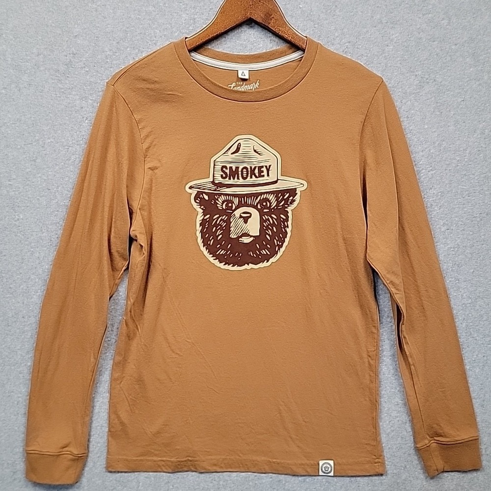 LANDMARK PROJECT Smokey The Bear LS T-Shirt Size M‎ Mustard Yellow Sustainable